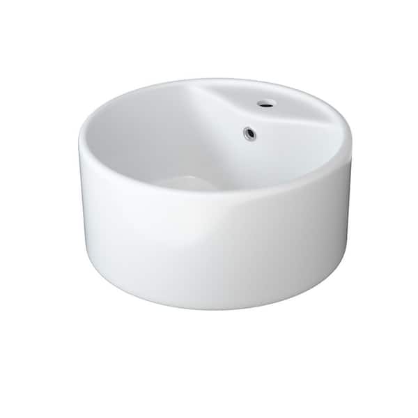 JimsMaison White Ceramic Round Vessel Sink