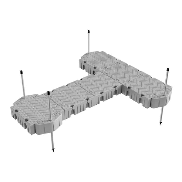 Flexx 16 ft. T-Shaped Floating Dock Package with Pipe Guides
