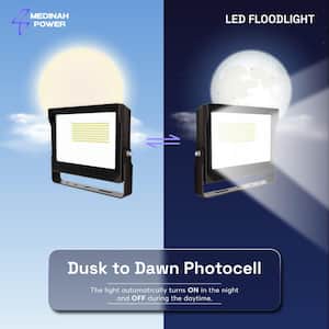 250-Watt Equivalent Integrated LED Outdoor Bronze Flood Light, 11000 Lumens, 4000K Bright white light, Dusk-to-Dawn
