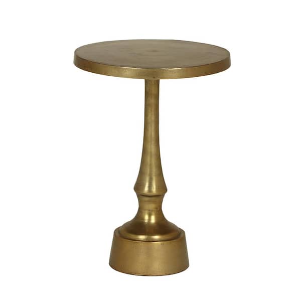 Noble House Fenkell 15 in. x 21 in. Raw Brass Round Metal End Table