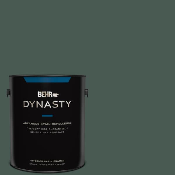 BEHR DYNASTY 1 gal. #S420-7 Secluded Woods Satin Enamel Interior Stain-Blocking Paint and Primer