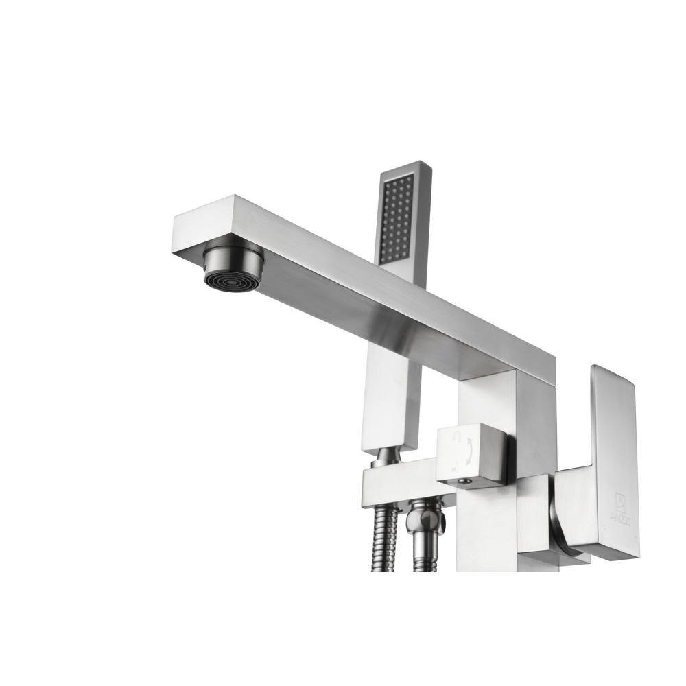 Brushed Nickel Freestanding Tub Faucet with Hand Shower