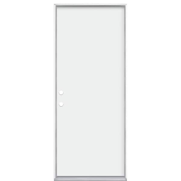 Masonite 32 in. x 80 in. Premium Flush Right-Hand Inswing Primed White Steel Prehung Front Exterior Door