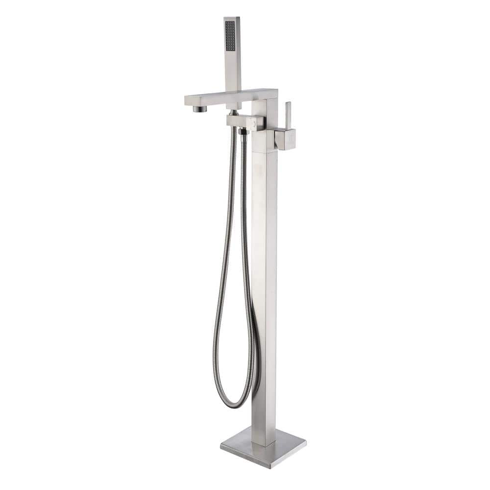 Khone 2-Handle Claw Foot Tub Faucet with Hand Shower in Brushed Nickel