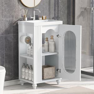 20 in. W x 15.6 in. D x 30in. H Single Sink Freestanding Bath Vanity in White with White Ceramic Top