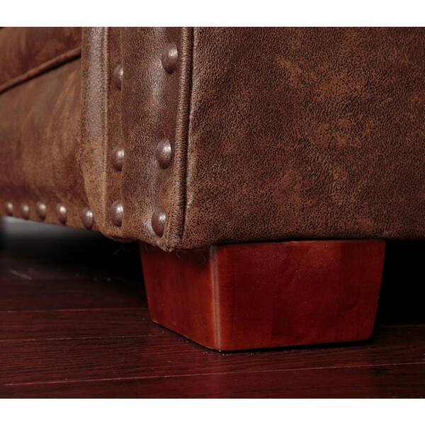 American Furniture Classics - Sierra Lodge 67 in. Brown/Rust Pattern Microfiber 3-Seater Loveseat with Nailheads