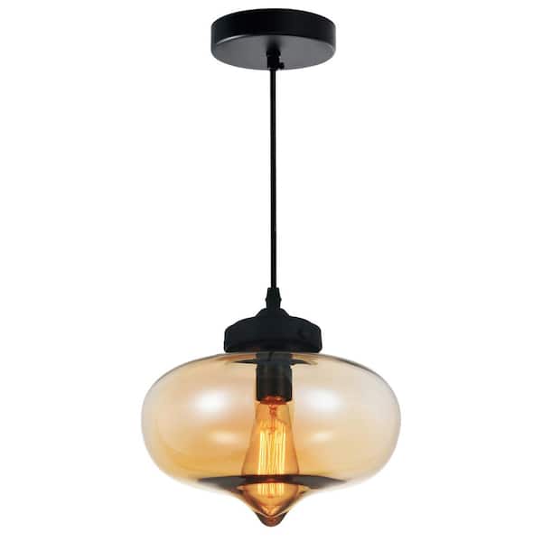 CWI Lighting Glass 1 Light Down Mini Pendant With Amber Finish