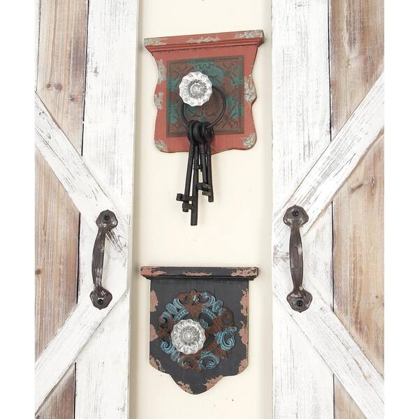 LITTON LANE 8 in. W x 8 in. H Wood MiniShelf and Acrylic Knob Wall