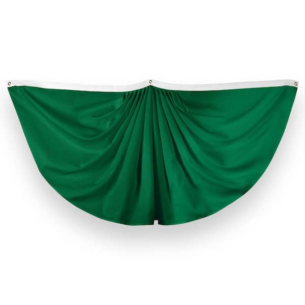 G128 3 ft. x 6 ft. Printed Polyester Solid Dark Green Bunting Fan Flag with Canvas Header Brass Grommets