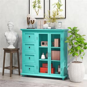 Green Buffet Sideboard Table Kitchen Storage Cabinet with Drawers and Doors