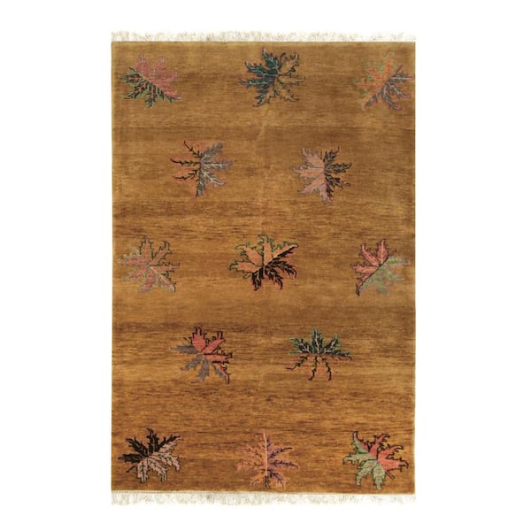 EORC Brown Handmade Wool Transitional Ningxia Rug, 5'11 x 8'10