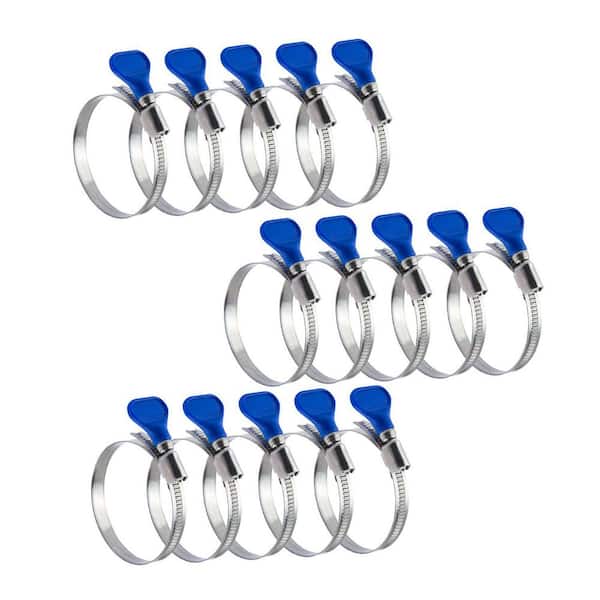 2-1/2 in. Stainless Steel Adjustable Key Hose Clamp, Thumb Screw Hose Clamps for Dust Collection, Dust Collector (15PK)