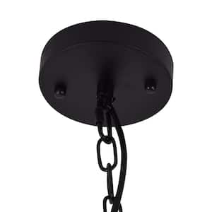 1-Light Matte Black Shaded Pendant Light with 16 in.W Metal Shade