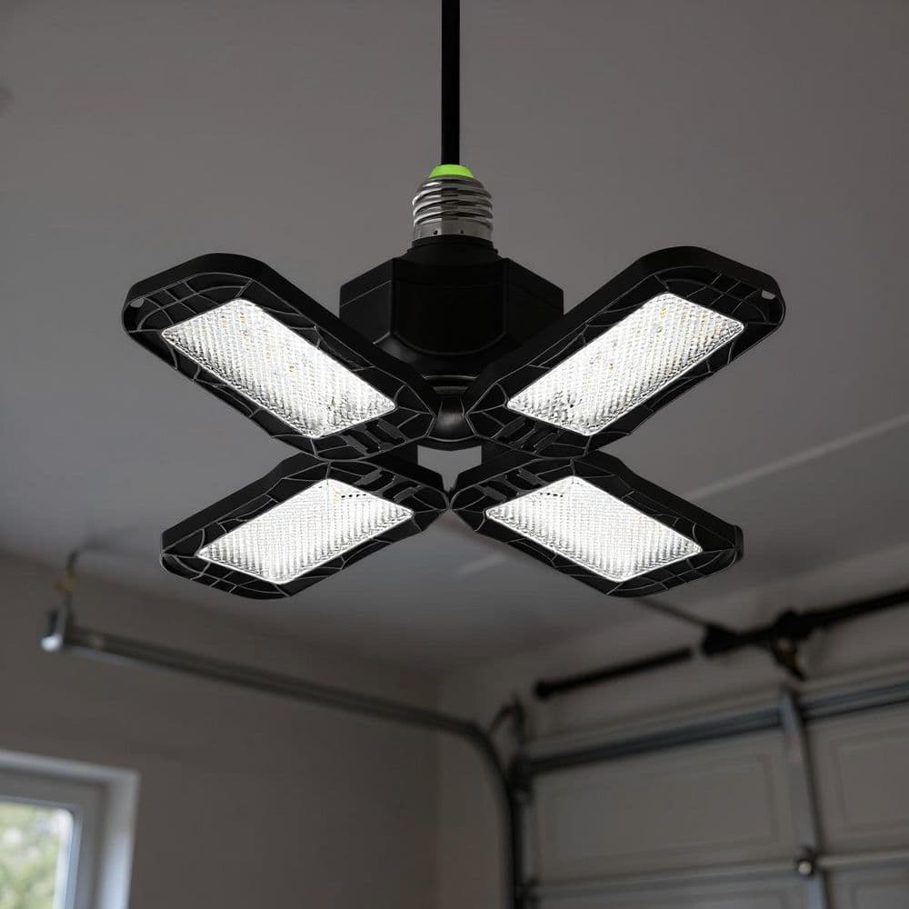 12 in. Modern Black Integrated LED Flush Mount Garage Light 6000K Daylight E26 for Garage or Bedroom 4-Pack price history on PriceWatchPro