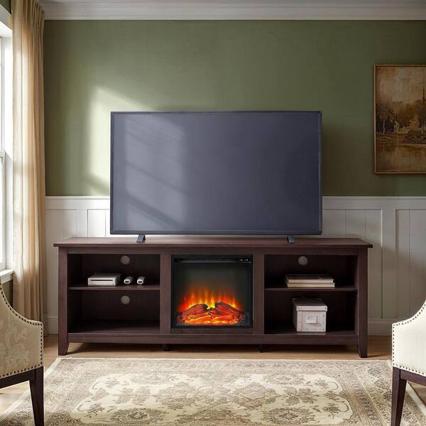 Walker Edison Furniture Company Essentials Espresso Fire Place  Entertainment Center HD70FP18ES