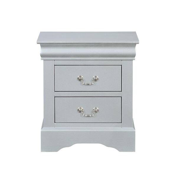 Acme Furniture Louis Philippe 2-Drawer Platinum Nightstand (24 in. H X ...