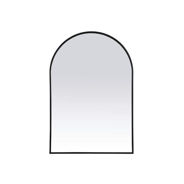 Unbranded Simply Living 27 in. W x 40 in. H Arch Metal Framed Black Mirror