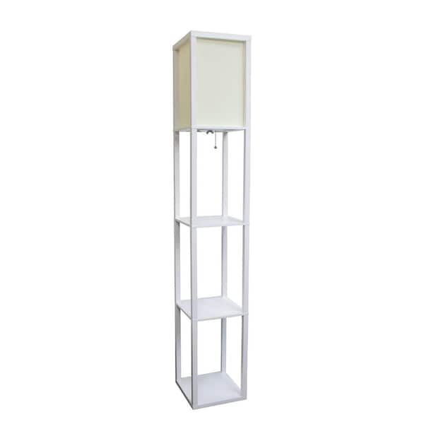 Lalia Home 62 .75 in. White Column Shelf Lamp with Linen Shade