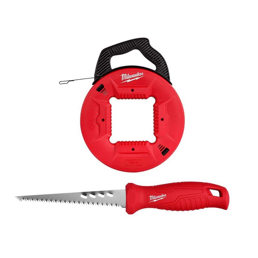 Milwaukee 1/4 in. x 100 ft. Steel Fish Tape with Rasping Jab Saw 4822