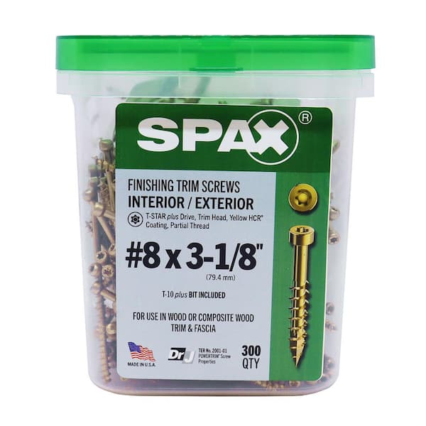 SPAX #8 x 3-1/8 in. Exterior/Interior Trim Head Wood Composite Screws Powertrim Torx T-Star Plus (300 Each) Pail Bit Included