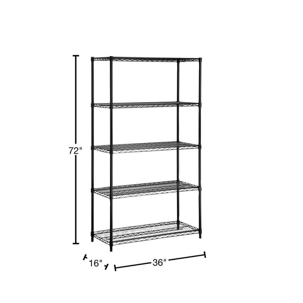 Honey-Can-Do 5-Tier Black Steel Adjustable Shelving Unit