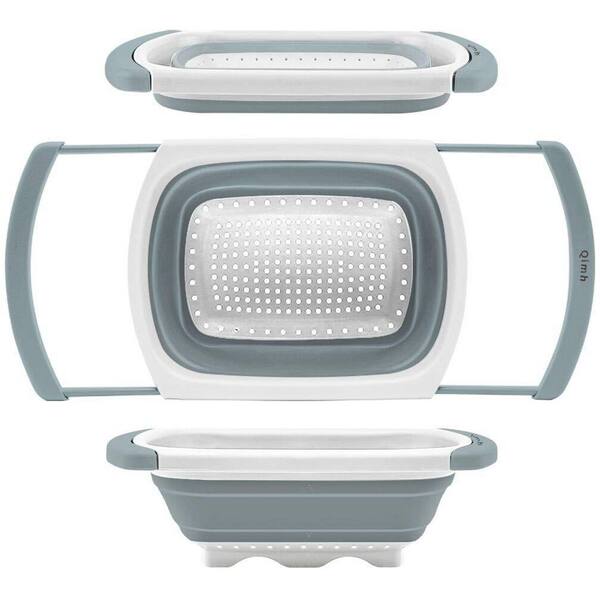 6 Qt Collapsible Colander, Over The Sink Silicone Kitchen Strainers and Colanders with Extendable Handles, BPA Free