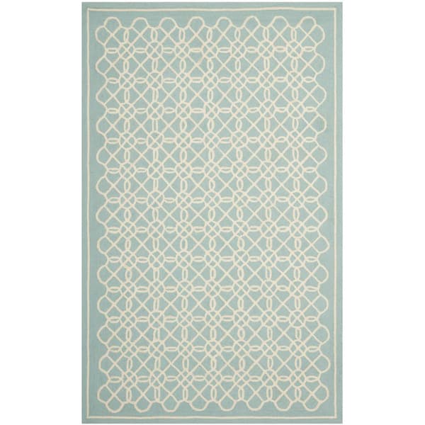 Chelsea 5 ft. x 8 ft. Blue/Ivory Transitional Interlocking Trellis Area Rug