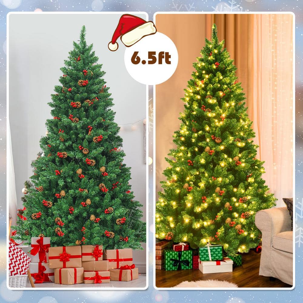 6.5 ft Pre-Lit Green Spruce Christmas Tree with LED Lights