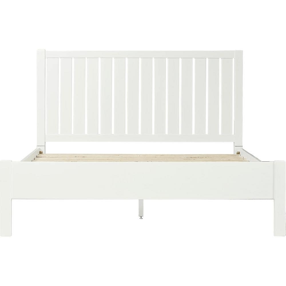 White King Pine Wood Platform Bed with Slatted Headboard