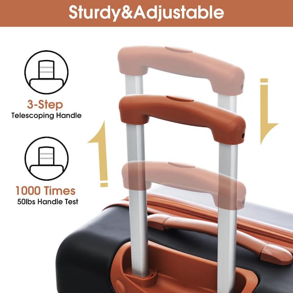 Merax 3-Piece Black and Brown Expandable ABS Hardshell Spinner 20