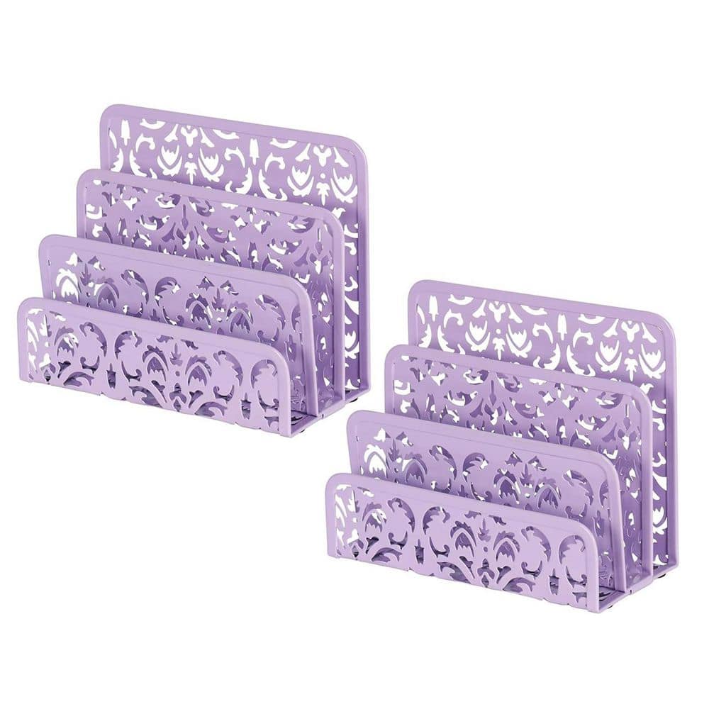 5.5 in. x 5.5 in. 2-Pack Purple 3-Slot Vertical Mail Organizer