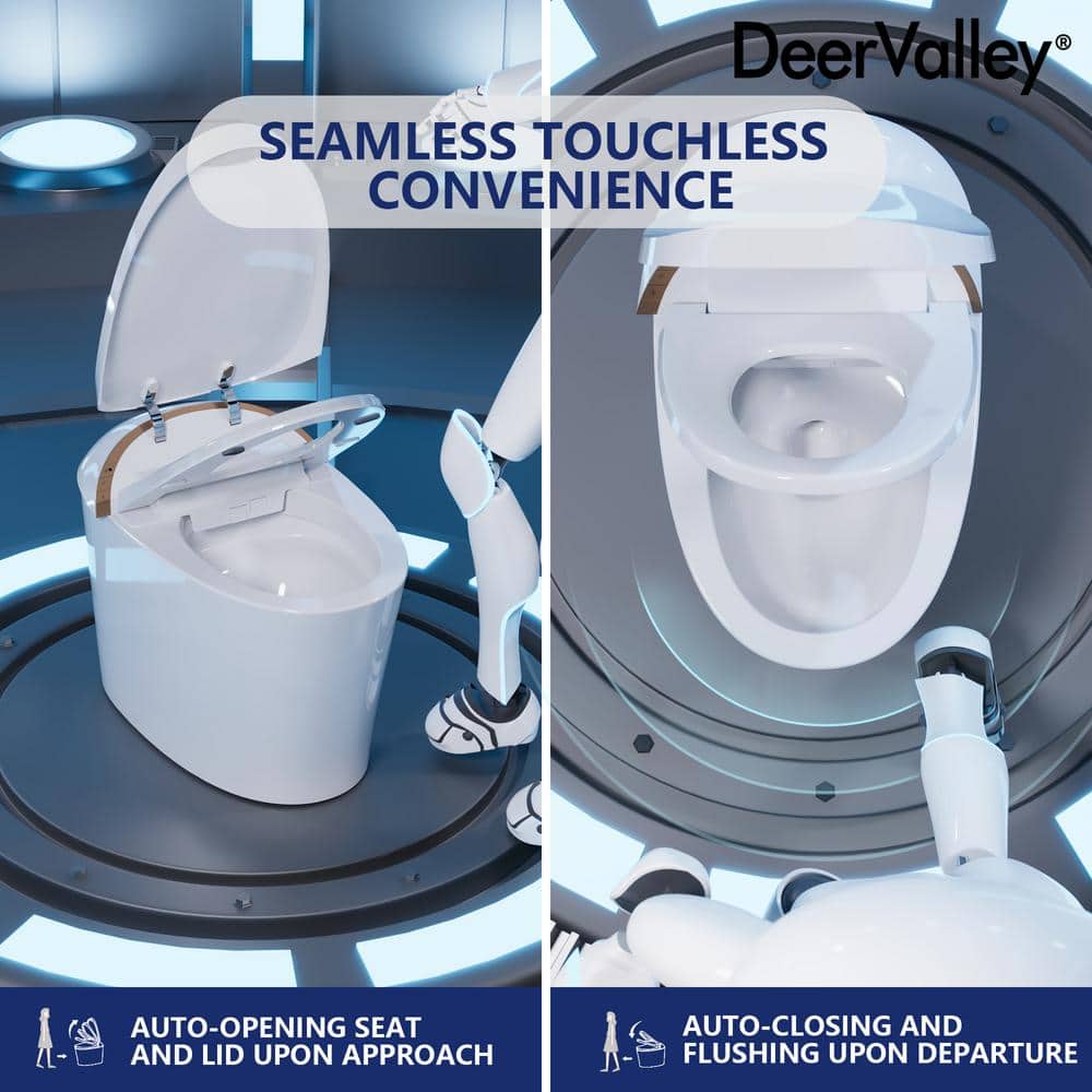 White Elongated Smart Bidet Toilet with Heated Seat and Wireless Remote