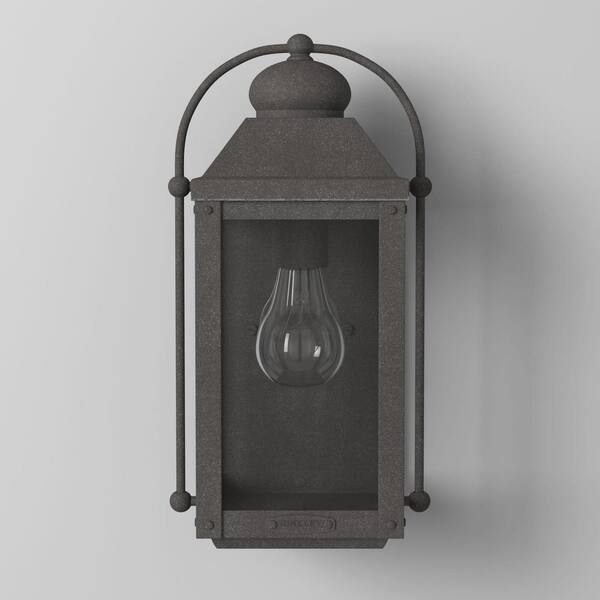 HINKLEY - Anchorage 1-Light Aged Zinc Black Hardwired Outdoor Wall Lantern Sconce