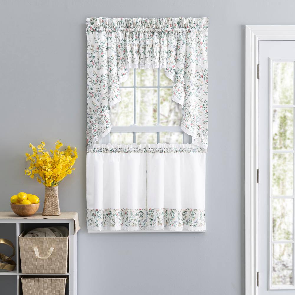 Ellis Country Floral White and Multicolor Rod Pocket Valance 52"x12"