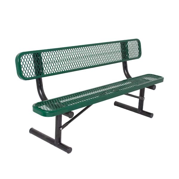 6 ft. Bench with Back, Surface Mount, Diamond, Green