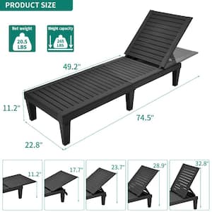 74.5 in. L Plastic Outdoor Reclining Chaise Lounge