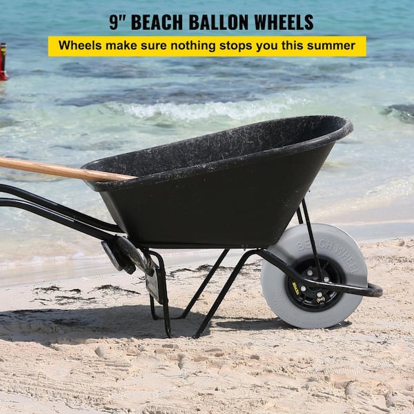 VEVOR 2-Pack Beach Balloon Wheels 9 in. Cart Replacement Sand Tires PVC for Kayak Dolly Canoe Cart and Buggy