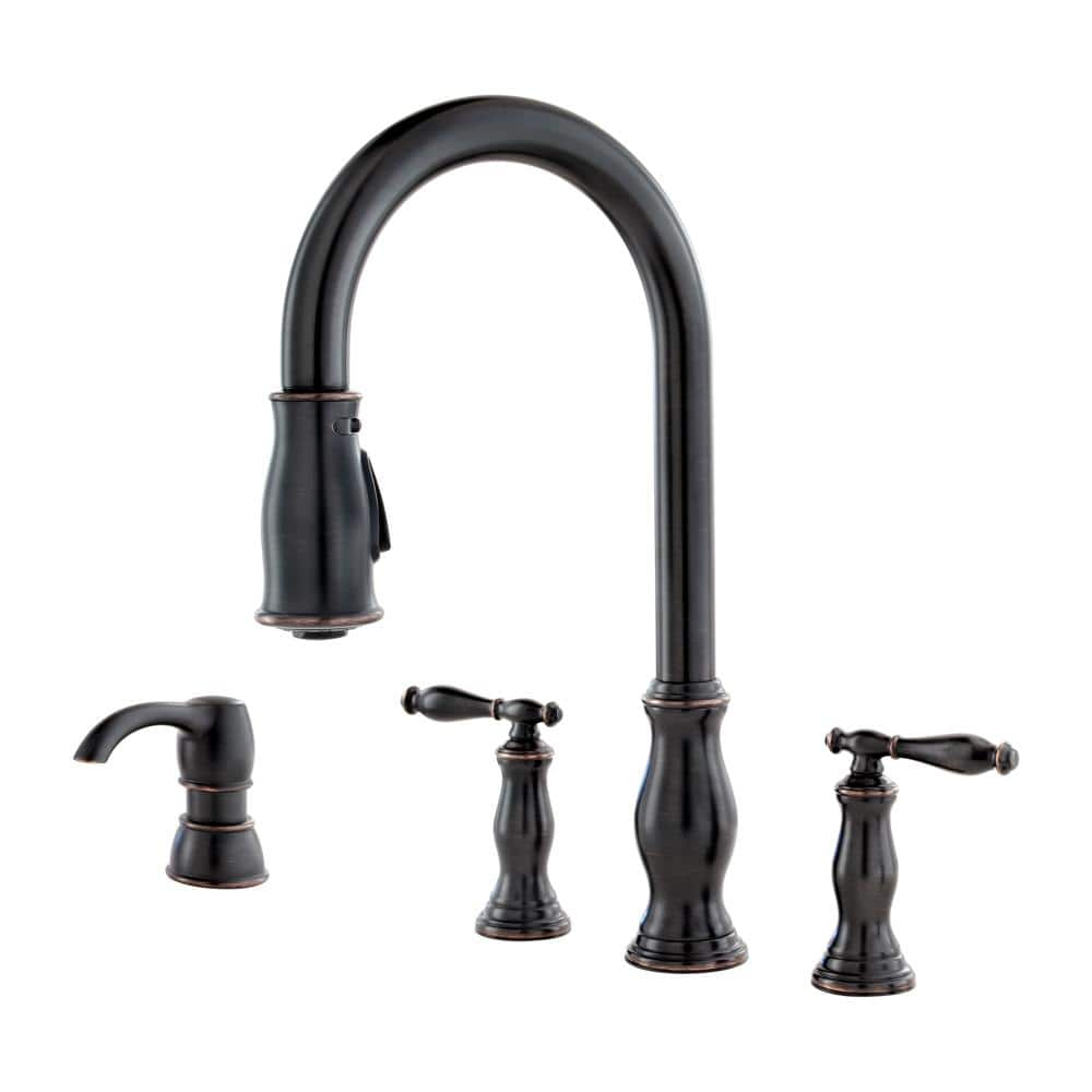 Tuscan Bronze Pull-Down Kitchen Faucet with Soap Dispenser
