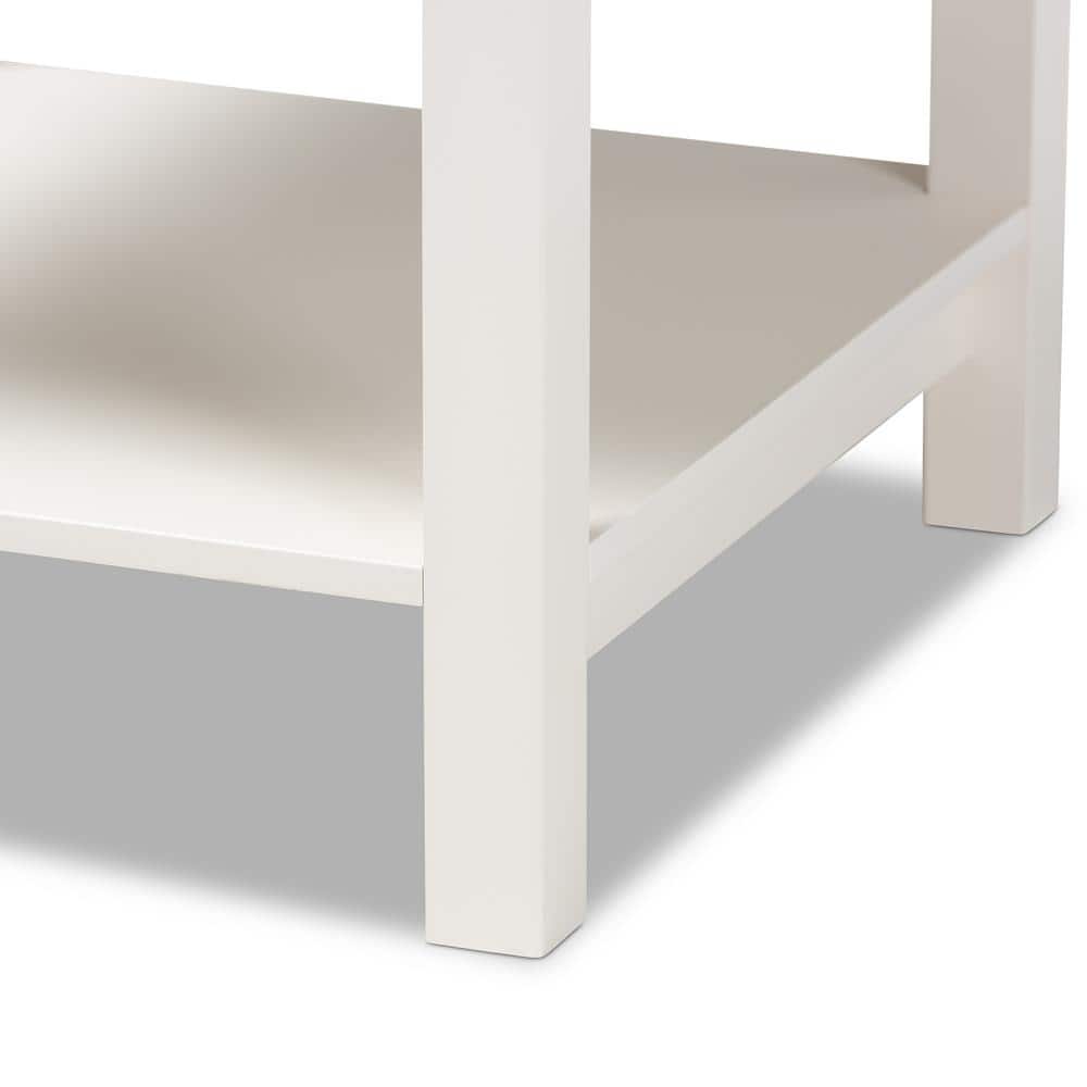 White Wood 2-Drawer Nightstand with Silver Knobs
