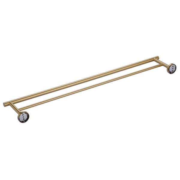 1-Pack 32 in. Wall Mounted Double Towel Bar Bath Hardware Accessory in Gold