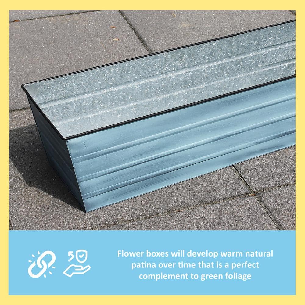 Large Nantucket Blue Galvanized Steel Flower Box