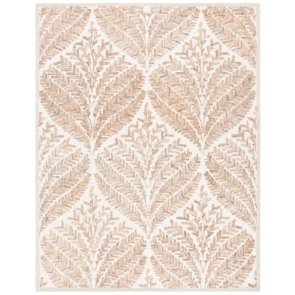 Capri 12 ft. x 18 ft. Ivory/Brown Geometric Leaf Area Rug