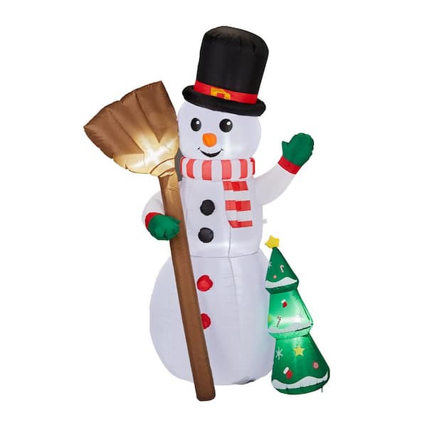6.2 ft. x 3.7 ft. Pre-lit Snowman Holding Groom Christmas Inflatable