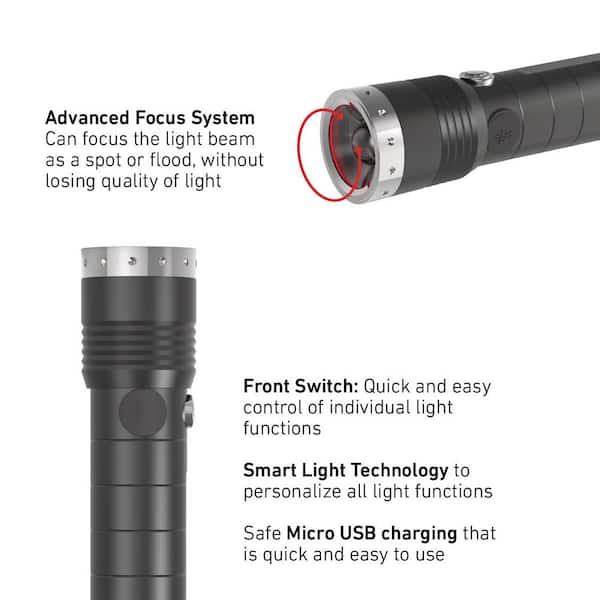 LEDLENSER MT14 1000 Lumens LED Rechargeable Flashlight with Focusing MT14 - The Home Depot