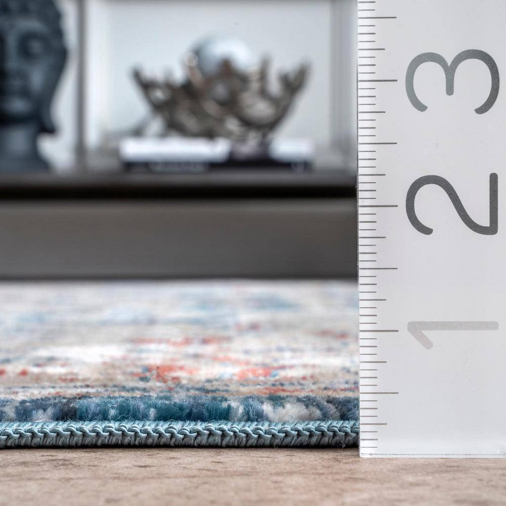 Reversible 6' Square Gray Synthetic Easy-Care Area Rug