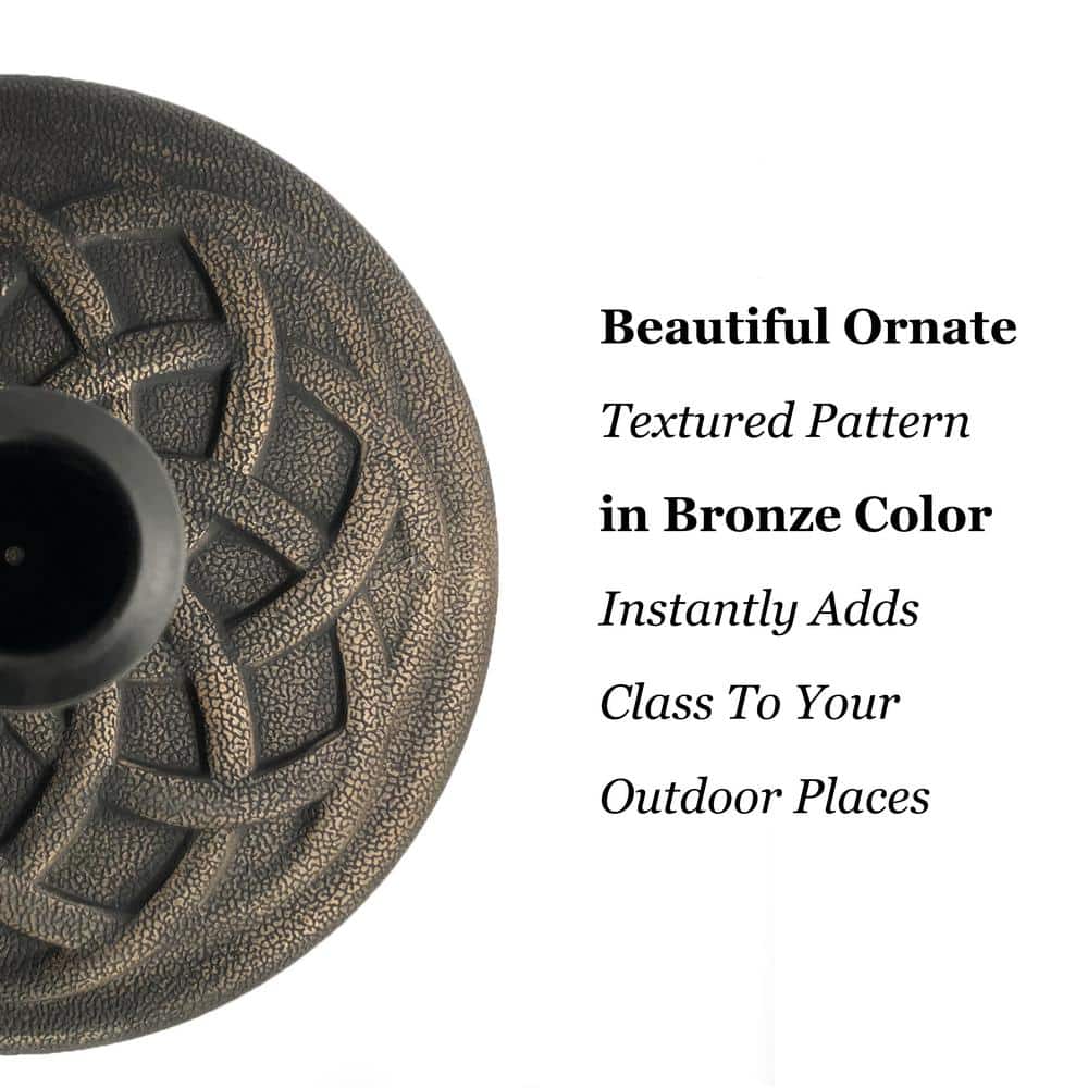 Bronze Cast Stone Outdoor Umbrella Base with Interlocking Design