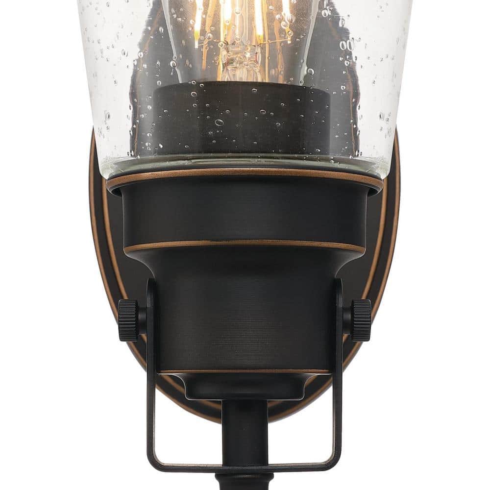 Ashton 12" Oil Rubbed Bronze Wall Sconce with Clear Seeded Glass