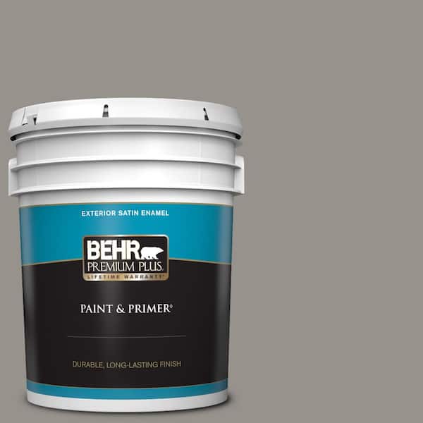 BEHR PREMIUM PLUS 5 gal. #PPU18-16 Elephant Skin Satin Enamel Exterior Paint & Primer