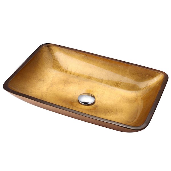 KRAUS Golden Pearl Rectangular Glass Vessel Sink in Multicolor