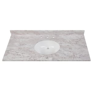 49 in. W x 22 in. D Stone Effects Cultured Marble Vanity Top in Winter Mist with Undermount White Sink